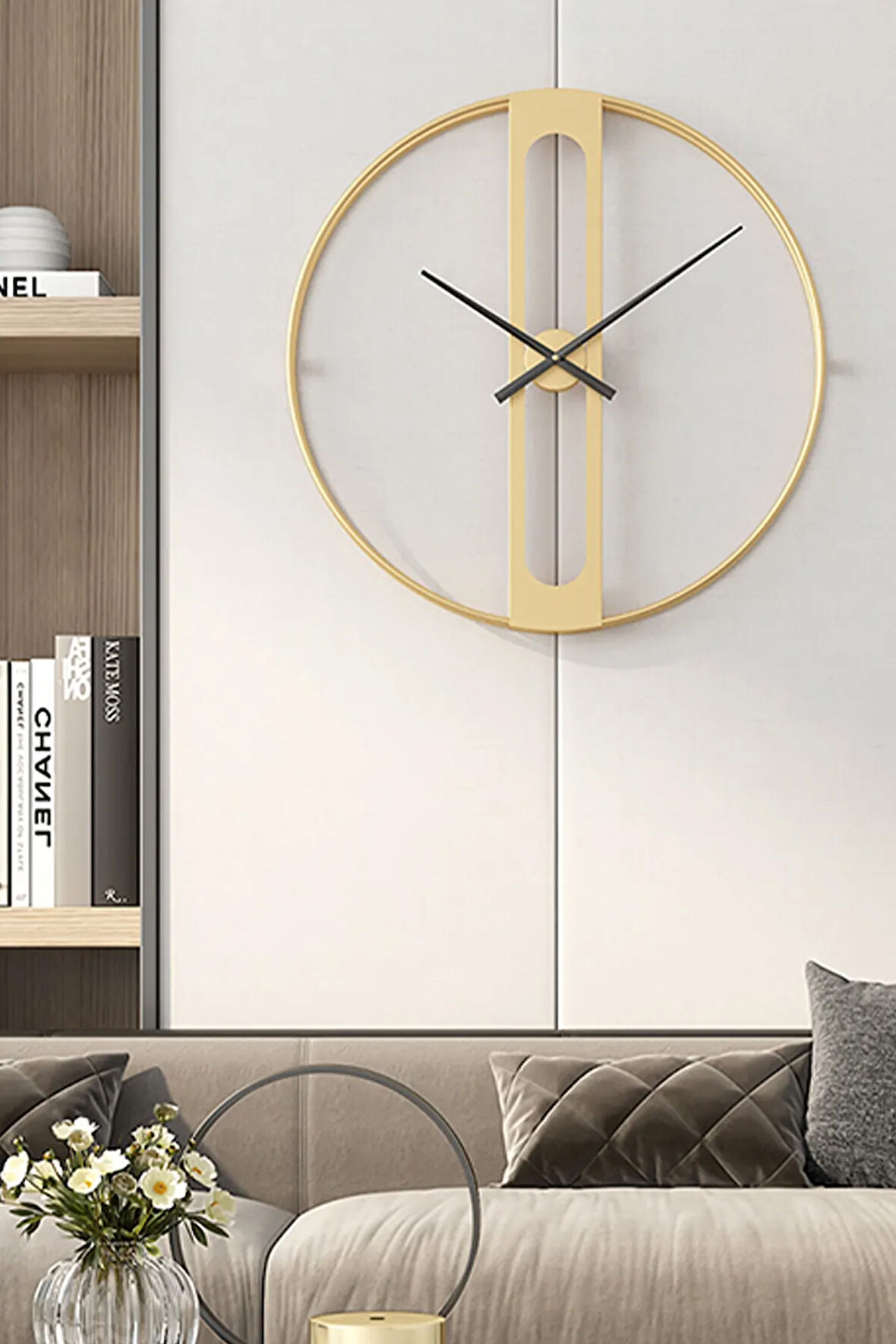 Büyük Boy 60x60 Cm - Gold - Ahsen Gold Clock - Metal (MOBİLYA) Duvar Saati