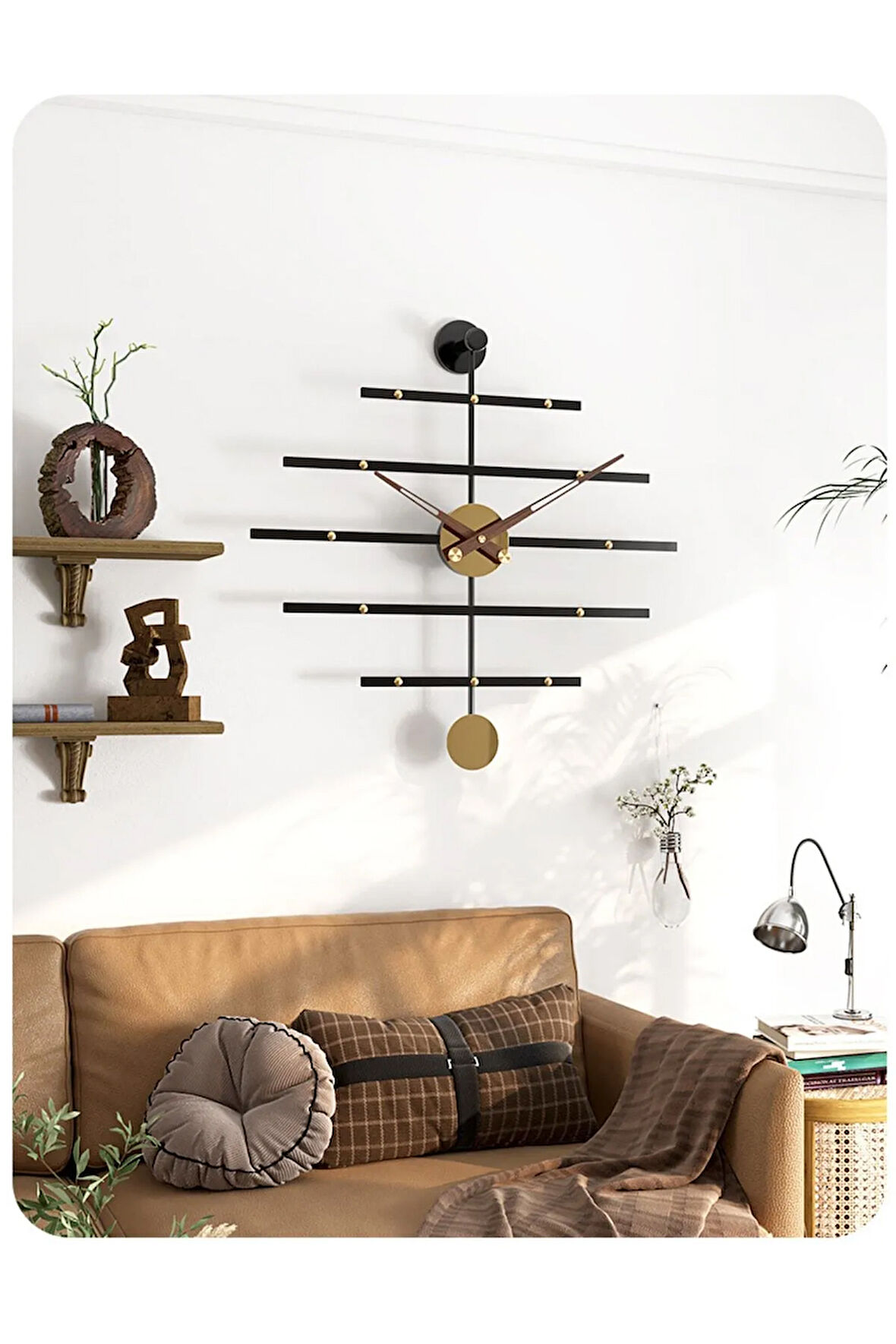 Pendulo Minimalist Duvar Saati Dekoratif Metal (MOBİLYA) Duvar Saati