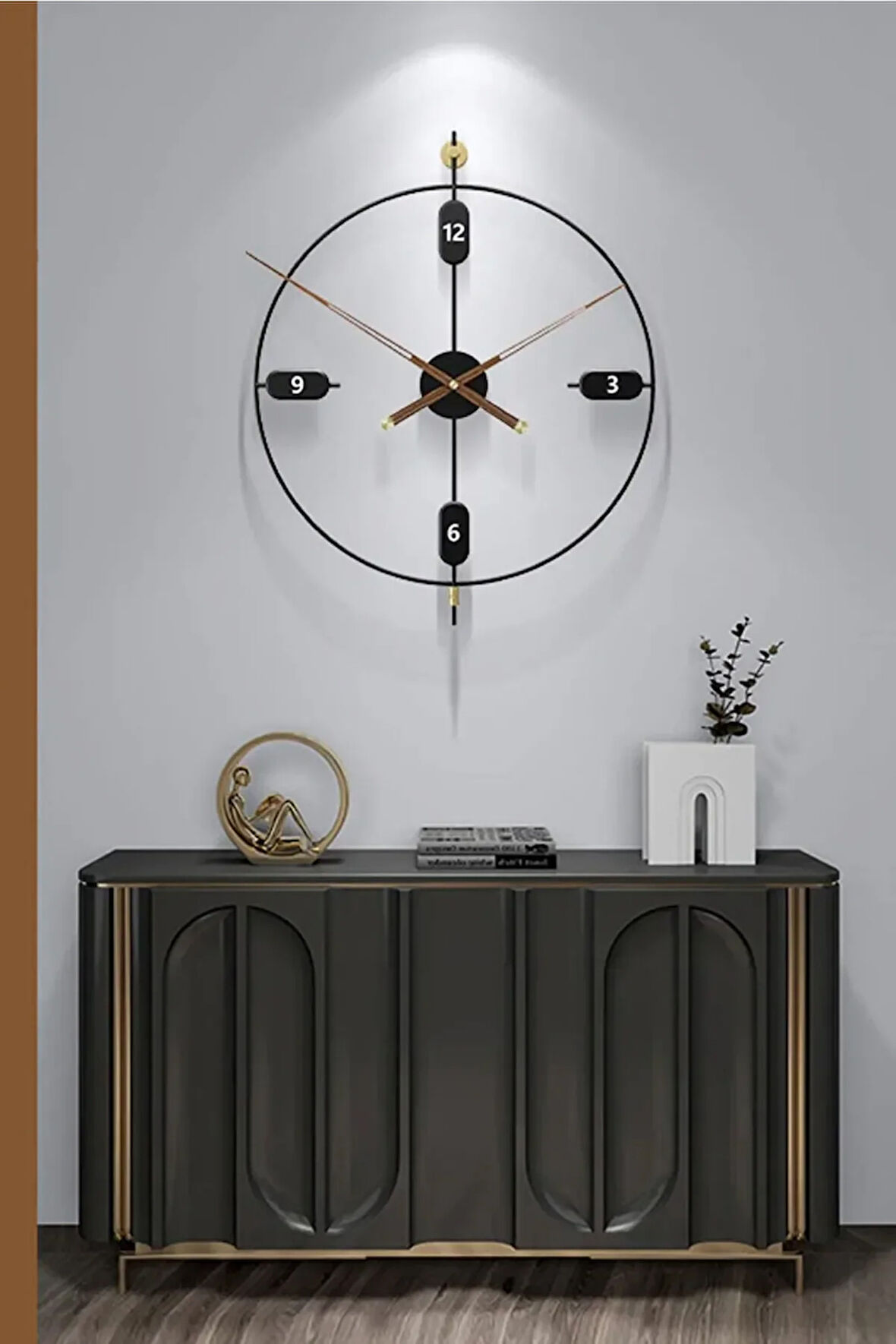 Xxl (60X70 CM) Siyah - Elegant Time Siyah Modern Dekoratif (MOBİLYA) Duvar Saati