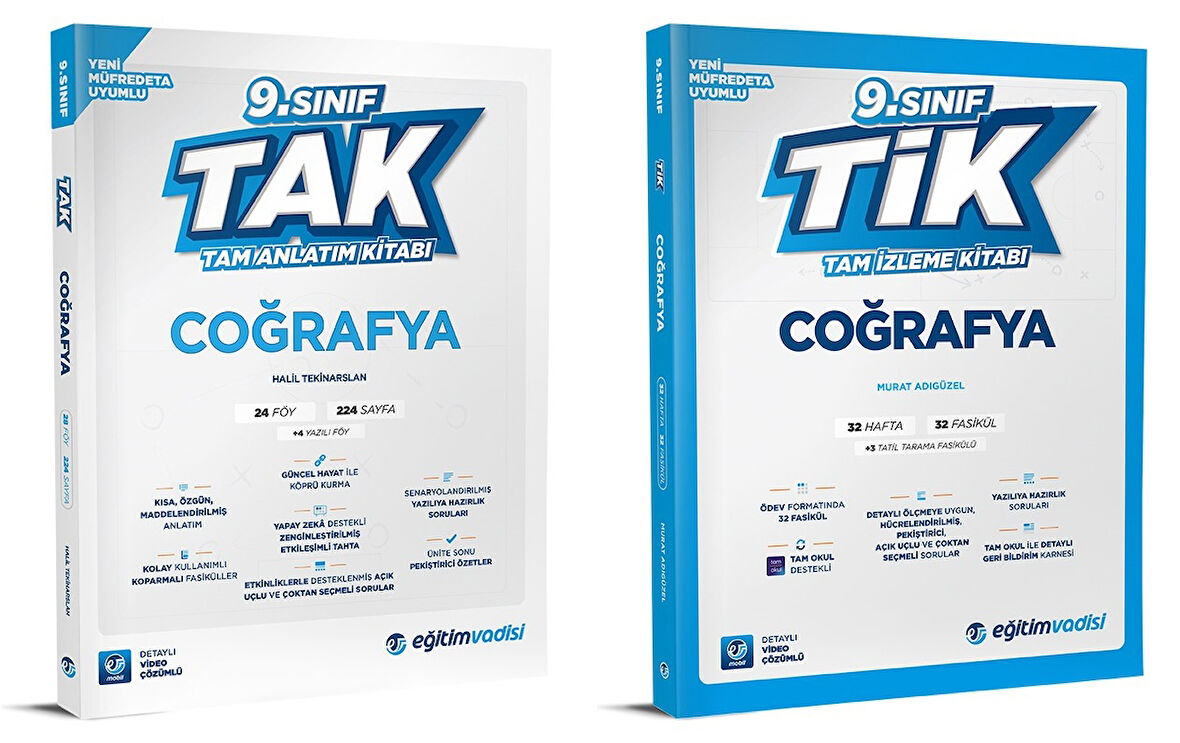 Eğitim Vadisi 2025 9. Sınıf Coğrafya Tak Tam Anlatım + Tam İzleme Seti 2 Kitap
