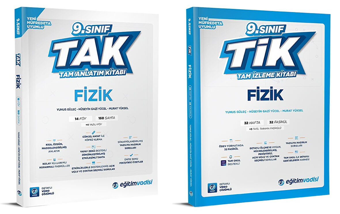 Eğitim Vadisi 2025 9. Sınıf Fizik Tak Tam Anlatım + Tam İzleme Seti 2 Kitap