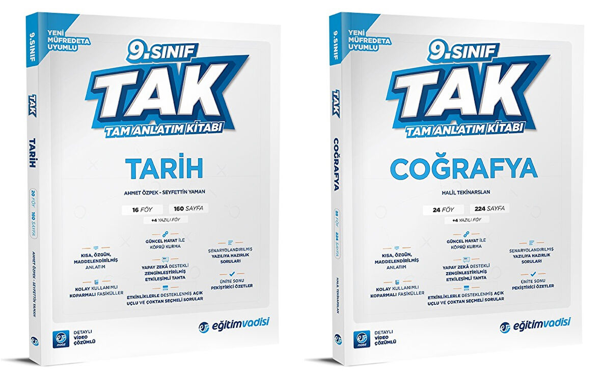 Eğitim Vadisi 2025 9. Sınıf Tarih + Coğrafya Tak Tam Anlatım Seti 2 Kitap