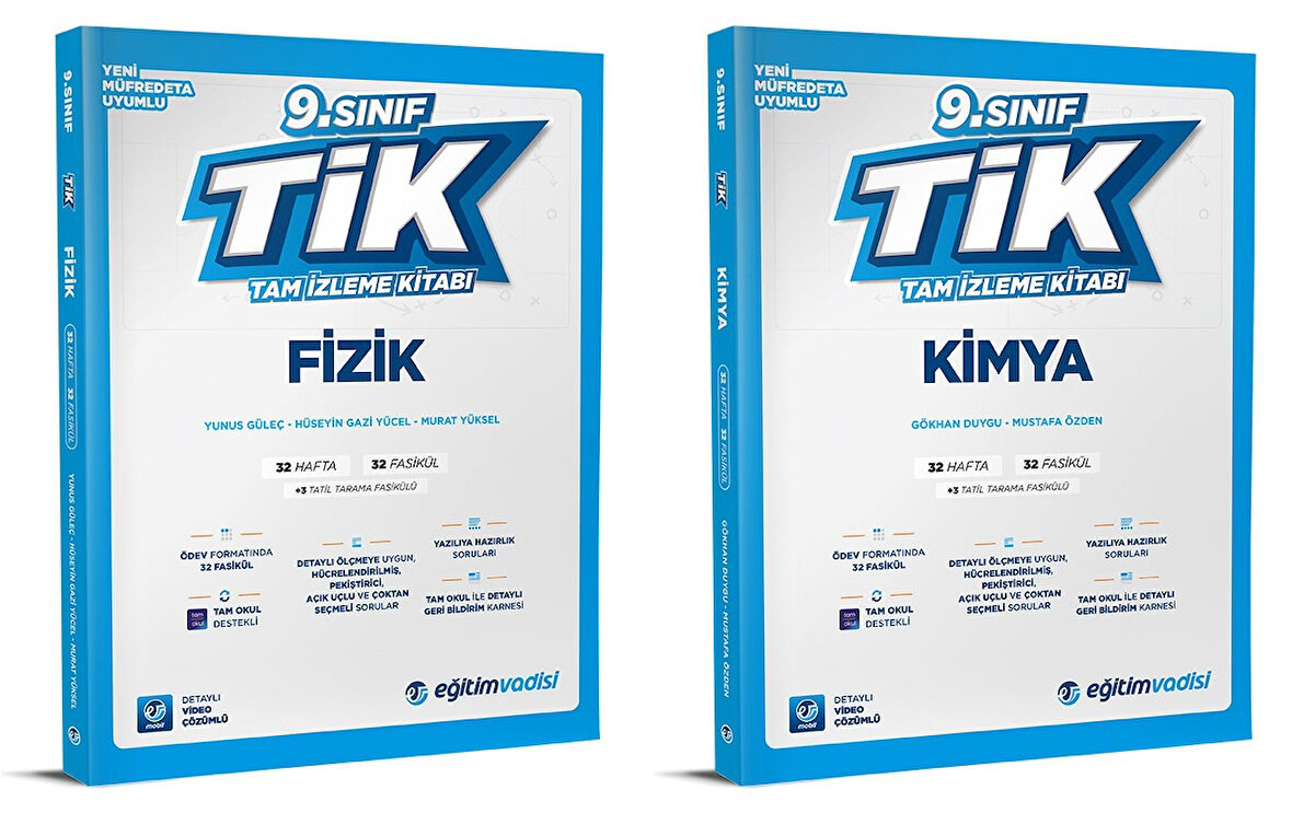 Eğitim Vadisi 2025 9. Sınıf Fizik + Kimya Tam İzleme Kitabı Seti 2 Kitap