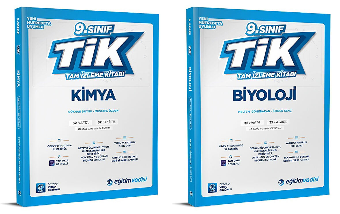 Eğitim Vadisi 2025 9. Sınıf Kimya + Biyoloji Tam İzleme Kitabı Seti 2 Kitap