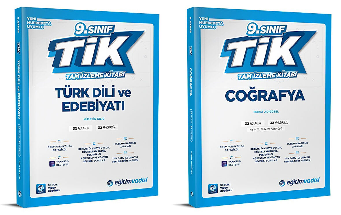 Eğitim Vadisi 2025 9. Sınıf Edebiyat + Coğrafya Tam İzleme Kitabı Seti 2 Kitap