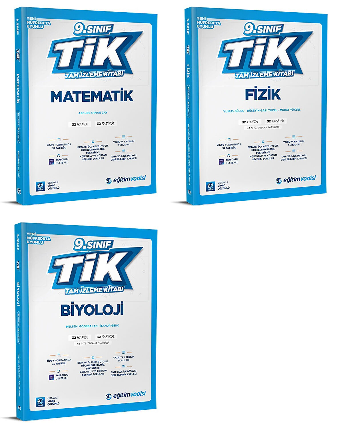 Eğitim Vadisi 2025 9. Sınıf Matematik + Fizik + Biyoloji Tam İzleme Kitabı Seti 3 Kitap