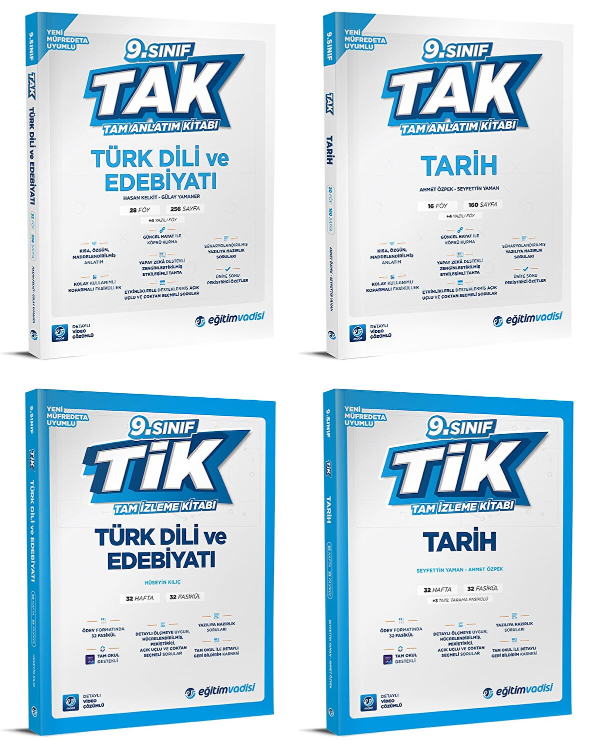 Eğitim Vadisi 2025 9. Sınıf Edebiyat + Tarih Tak Tam Anlatım + Tik Tam İzleme Seti 4 Kitap