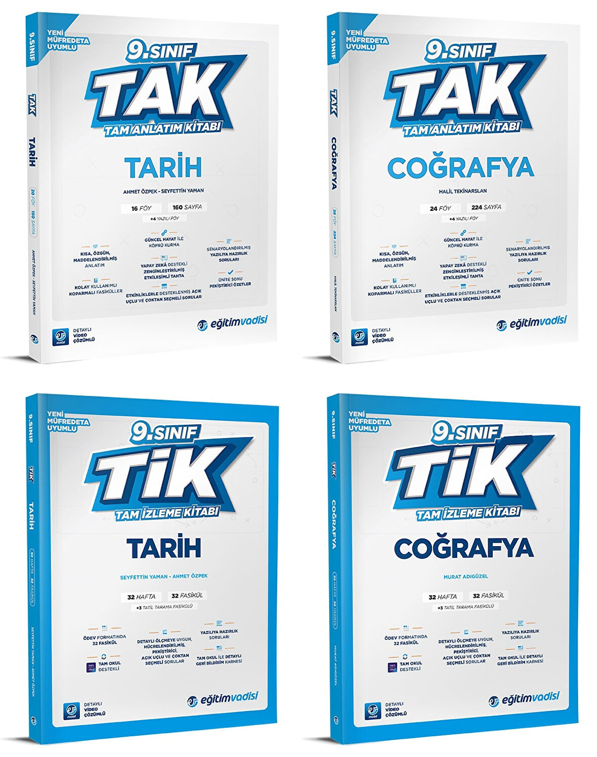 Eğitim Vadisi 2025 9. Sınıf Tarih + Coğrafya Tak Tam Anlatım + Tik Tam İzleme Seti 4 Kitap