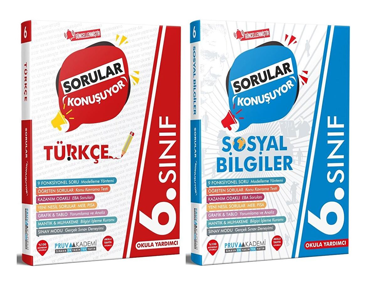 Pruva Akademi 6. Sınıf Türkçe + Sosyal Bilgiler Sorular Konuşuyor Seti 2 Kitap 2023