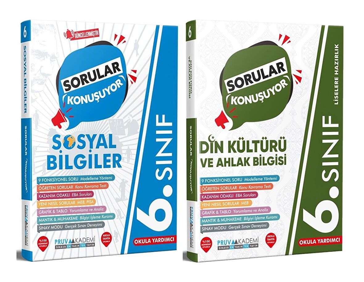 Pruva Akademi 6. Sınıf Sosyal Bilgiler + Din Kültürü Sorular Konuşuyor Seti 2 Kitap 2023