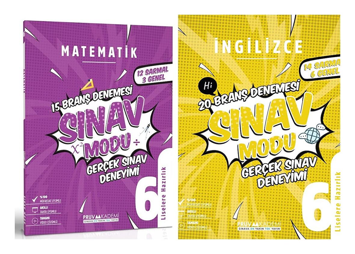 Pruva Akademi 6. Sınıf Matematik + İngilizce Sınav Modu Seti 2 Kitap 2023