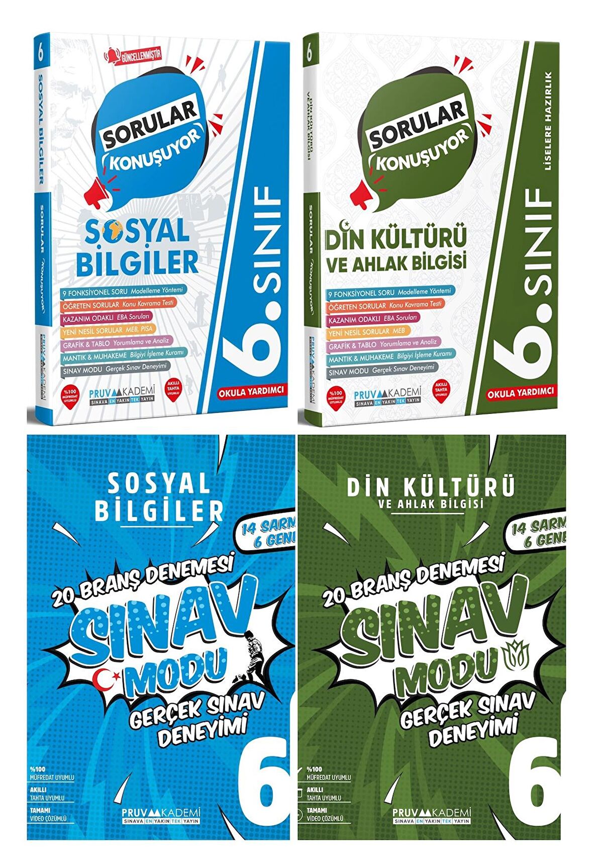 Pruva Akademi 6. Sınıf Sosyal Bilgiler + Din Kültürü Sorular Konuşuyor + Deneme Seti 4 Kitap 2023
