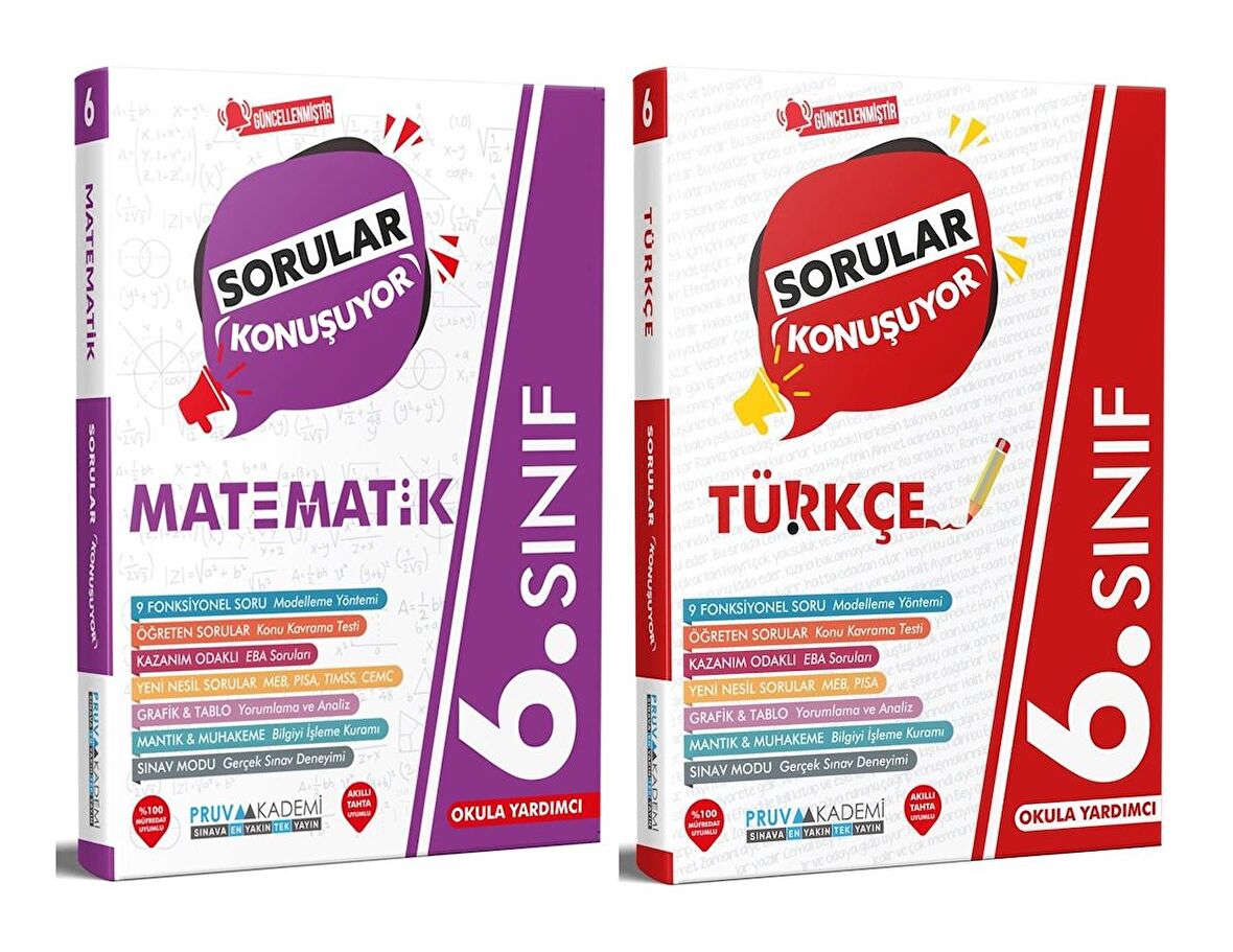 Pruva Akademi 6. Sınıf Matematik + Türkçe Sorular Konuşuyor Seti 2 Kitap 2023