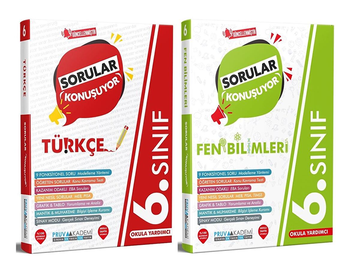 Pruva Akademi 6. Sınıf Türkçe + Fen Bilimleri Sorular Konuşuyor Seti 2 Kitap 2023
