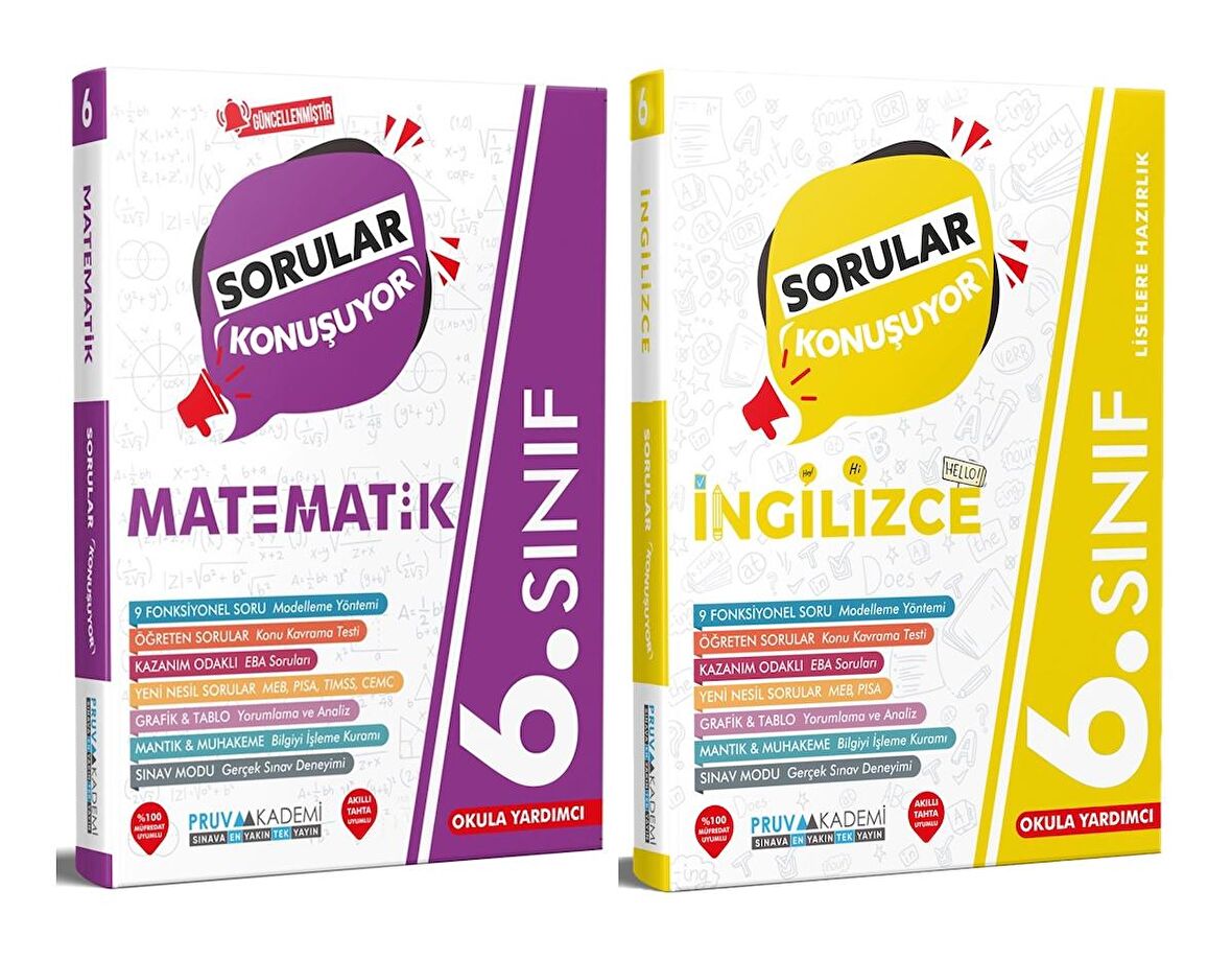 Pruva Akademi 6. Sınıf Matematik + İngilizce Sorular Konuşuyor Seti 2 Kitap 2023