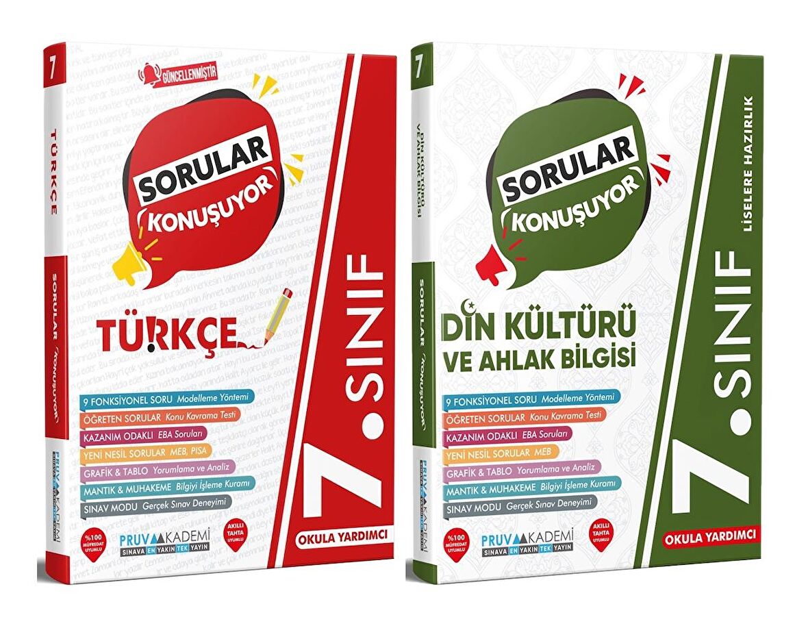 Pruva Akademi 7. Sınıf Türkçe + Din Kültürü Sorular Konuşuyor Seti 2 Kitap 2023