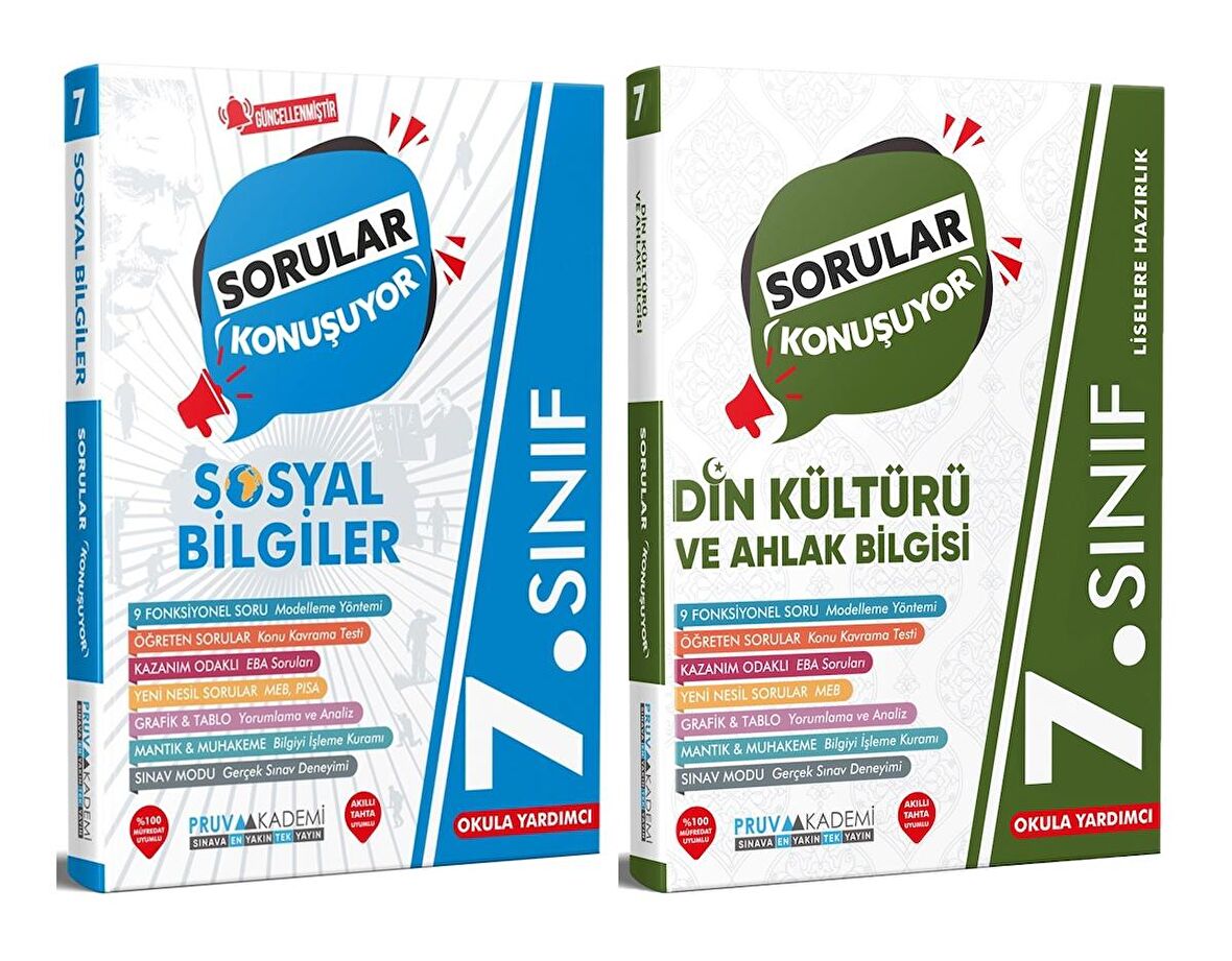 Pruva Akademi 7. Sınıf Sosyal Bilgiler + Din Kültürü Sorular Konuşuyor Seti 2 Kitap 2023