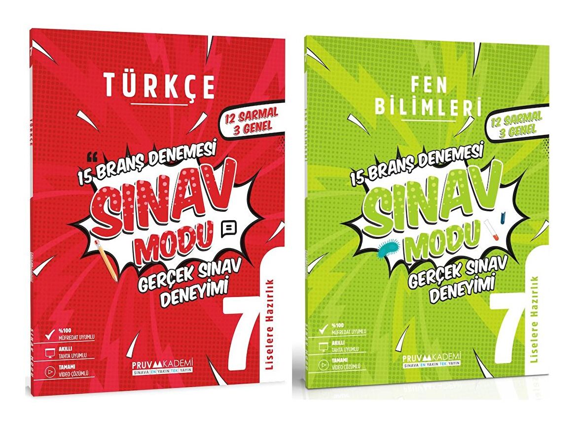 Pruva Akademi 7. Sınıf Türkçe + Fen Bilimleri Sınav Modu Seti 2 Kitap 2023
