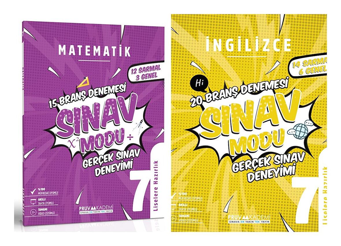 Pruva Akademi 7. Sınıf Matematik + İngilizce Sınav Modu Seti 2 Kitap 2023
