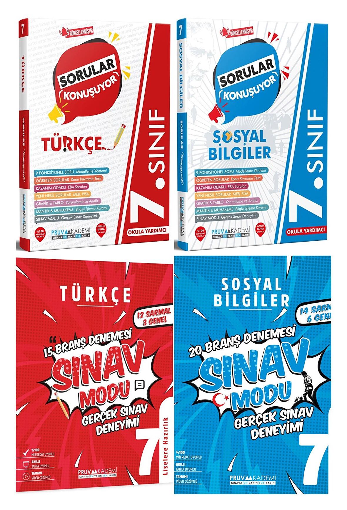 Pruva Akademi 7. Sınıf Türkçe + Sosyal Bilgiler Sorular Konuşuyor + Deneme Seti 4 Kitap 2023