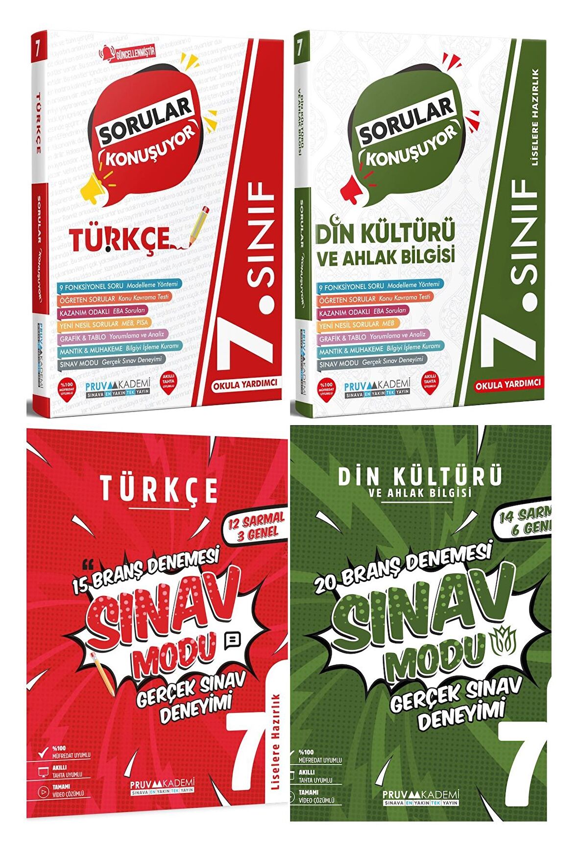 Pruva Akademi 7. Sınıf Türkçe + Din Kültürü Sorular Konuşuyor + Deneme Seti 4 Kitap 2023