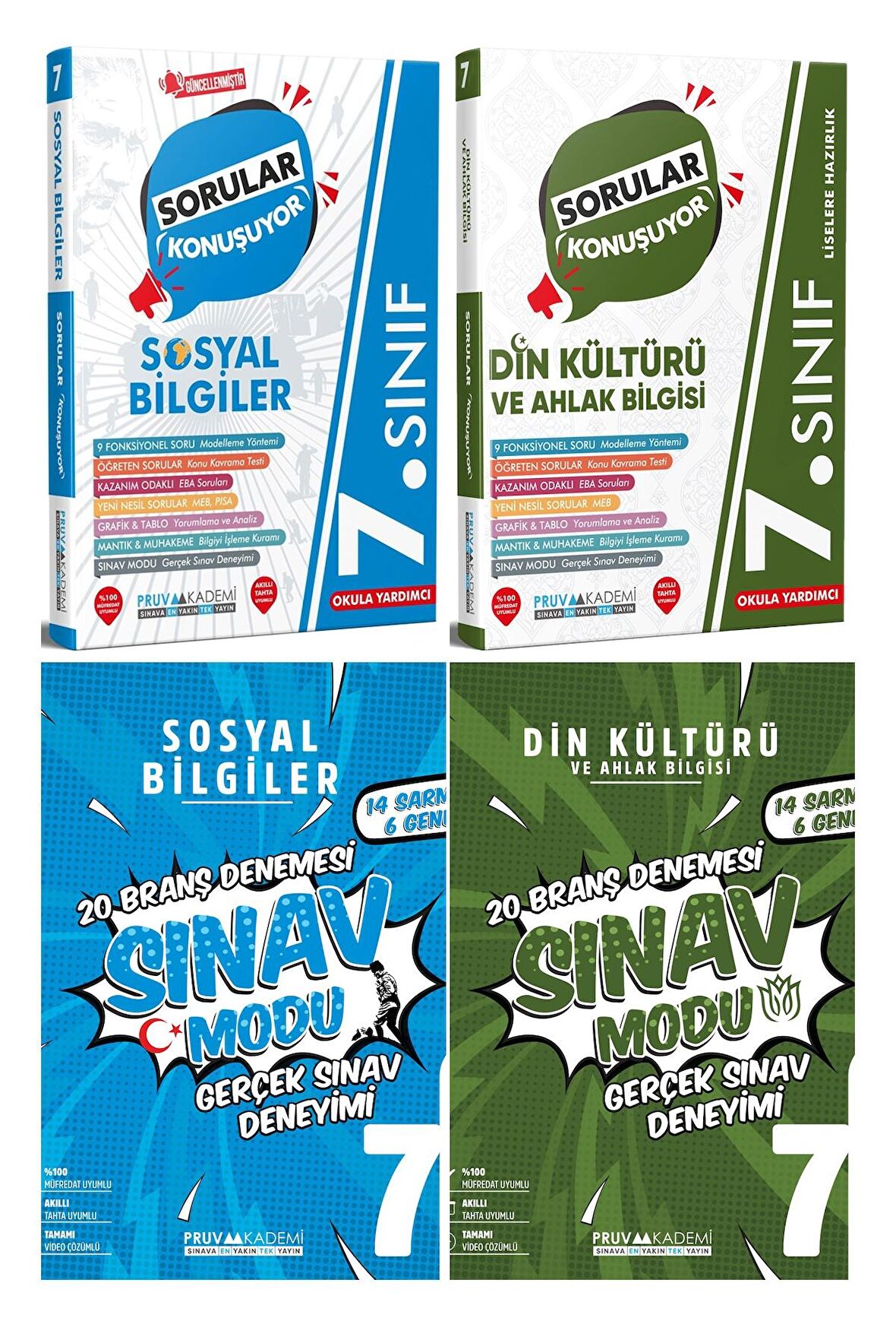 Pruva Akademi 7. Sınıf Sosyal Bilgiler + Din Kültürü Sorular Konuşuyor + Deneme Seti 4 Kitap 2023