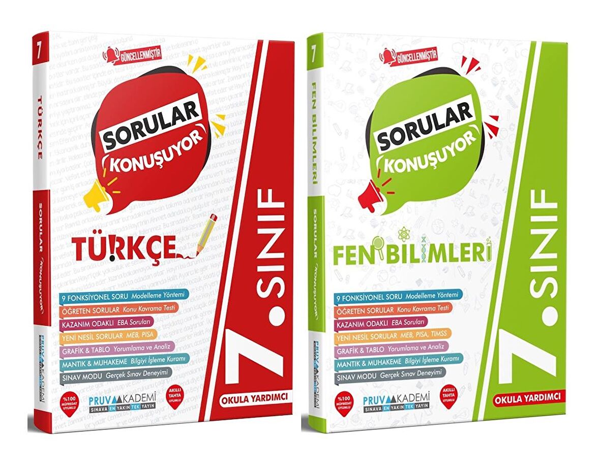 Pruva Akademi 7. Sınıf Türkçe + Fen Bilimleri Sorular Konuşuyor Seti 2 Kitap 2023