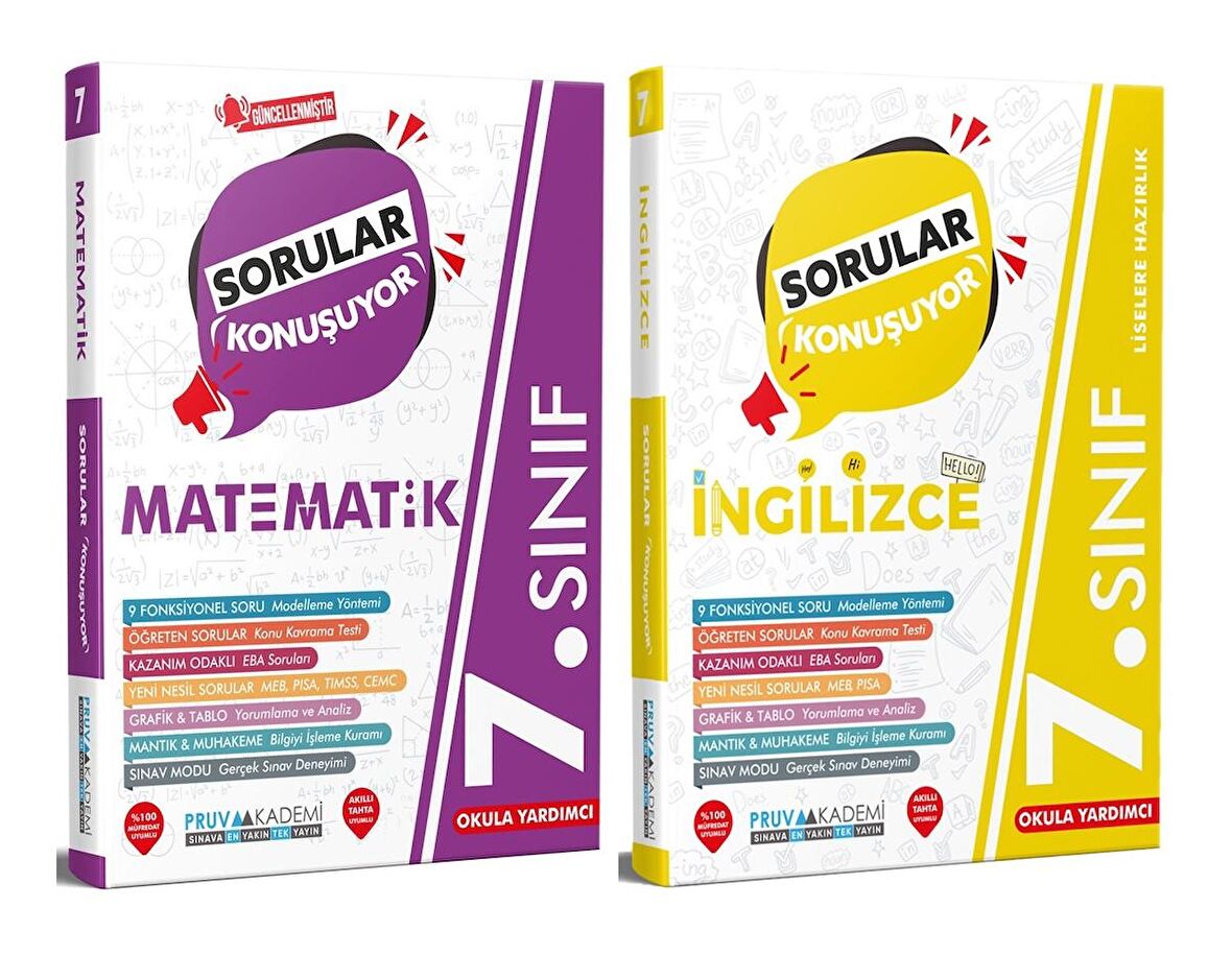Pruva Akademi 7. Sınıf Matematik + İngilizce Sorular Konuşuyor Seti 2 Kitap 2023