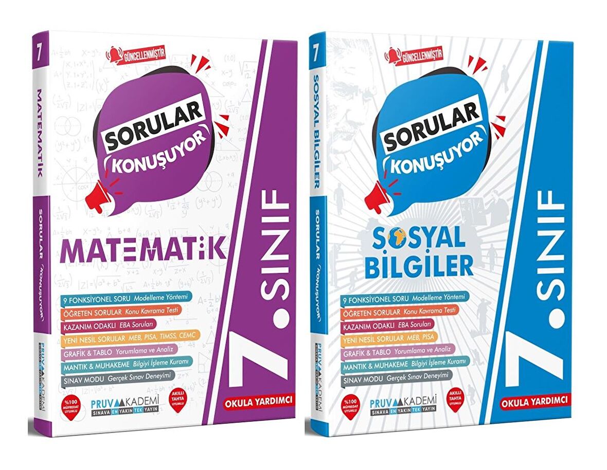 Pruva Akademi 7. Sınıf Matematik + Sosyal Bilgiler Sorular Konuşuyor Seti 2 Kitap 2023