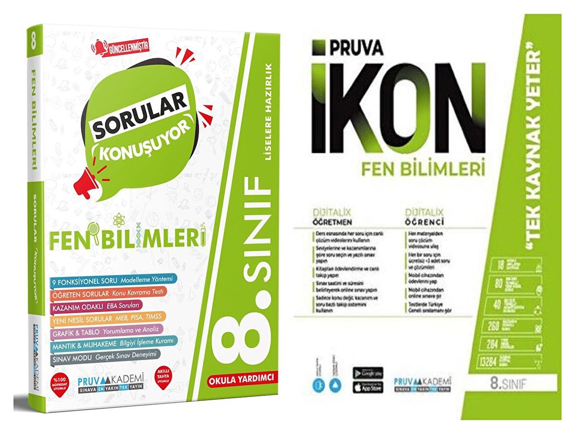 Pruva Akademi 8. Sınıf Fen Bilimleri Soru + Defter Seti 2 Kitap 2023