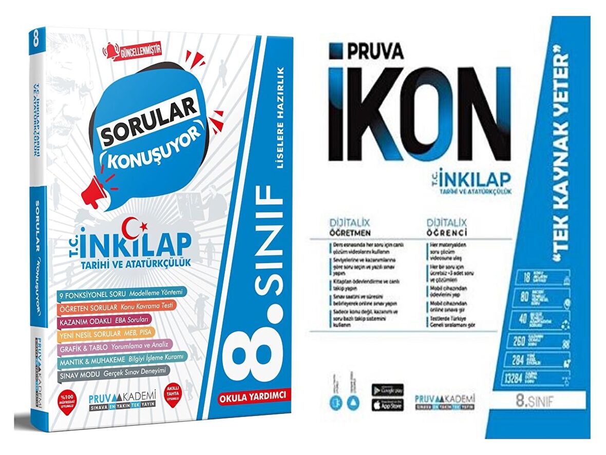 Pruva Akademi 8. Sınıf İnkılap Tarihi Soru + Defter Seti 2 Kitap 2023