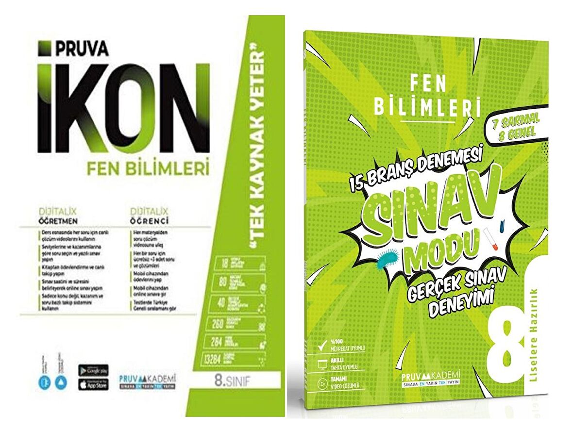 Pruva Akademi 8. Sınıf Fen Bilimleri Defter + Deneme Seti Seti 2 Kitap 2023