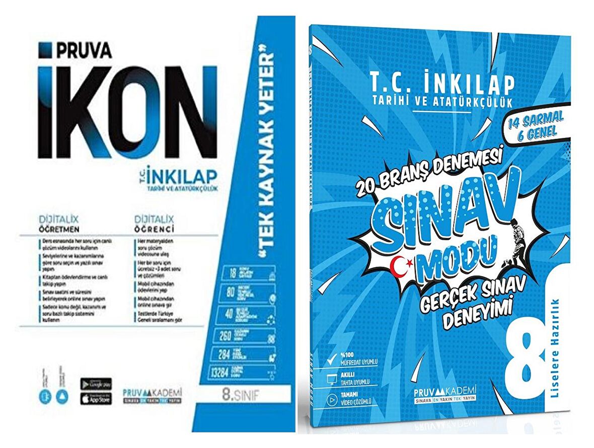 Pruva Akademi 8. Sınıf İnkılap Tarihi Defter + Deneme Seti Seti 2 Kitap 2023