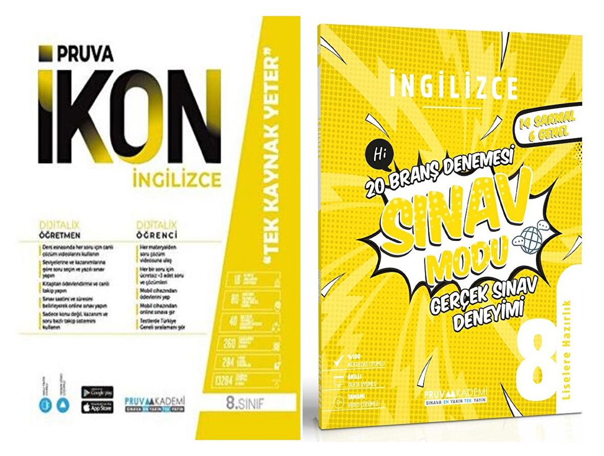 Pruva Akademi 8. Sınıf İngilizce Defter + Deneme Seti Seti 2 Kitap 2023