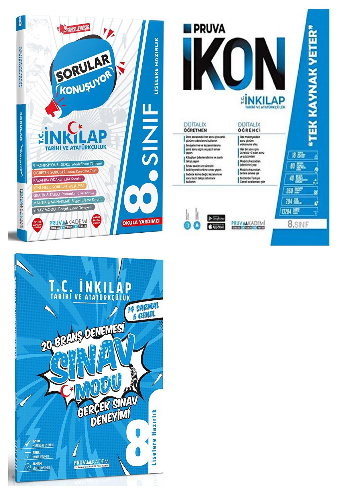 Pruva Akademi 8. Sınıf İnkılap Tarihi Soru + Defter + Deneme Seti 3 Kitap 2023