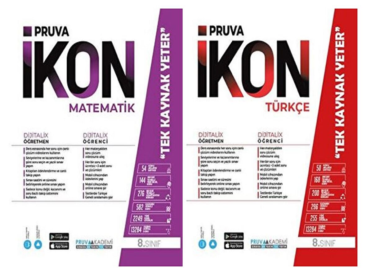 Pruva Akademi 8. Sınıf Matematik + Türkçe Defter Seti 2 Kitap 2023