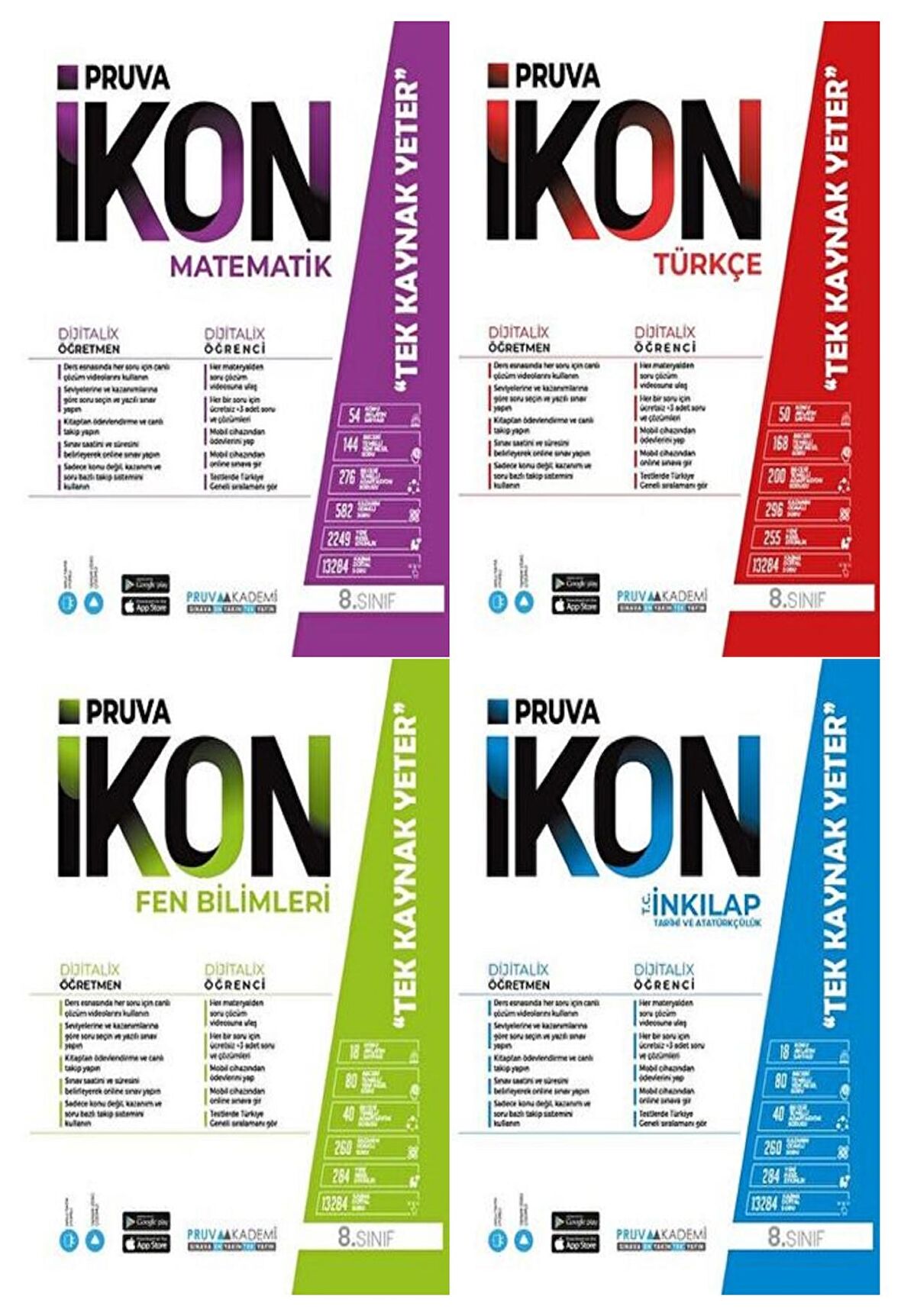 Pruva Akademi 8. Sınıf Matematik Türkçe Fen İnkılap Tarihi Defter Seti 4 Kitap 2023