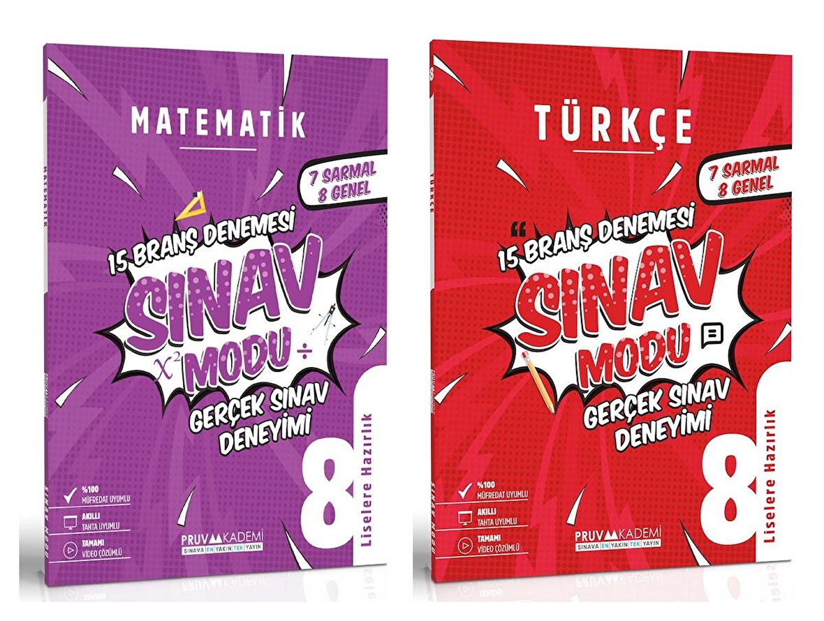 Pruva Akademi 8. Sınıf Matematik + Türkçe Deneme Seti 2 Kitap 2023