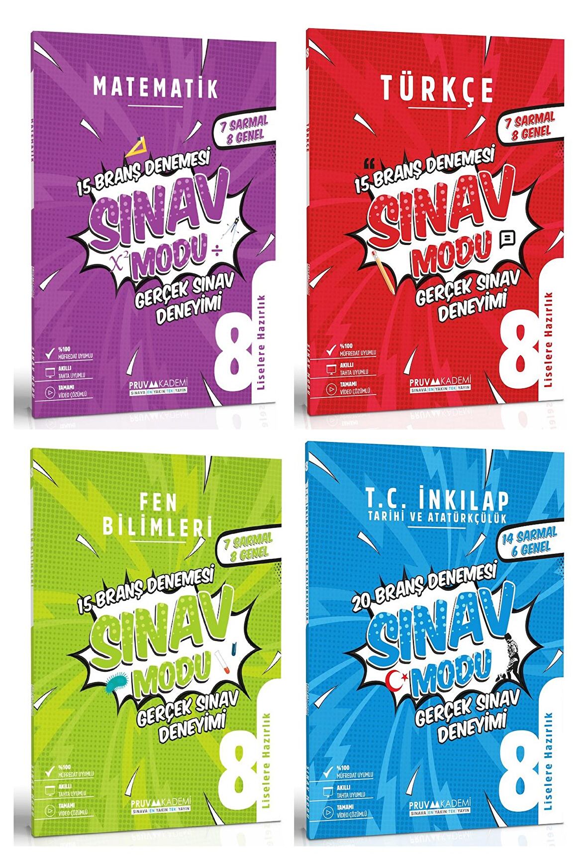 Pruva Akademi 8. Sınıf Matematik Türkçe Fen İnkılap Tarihi Deneme Seti 4 Kitap 2023