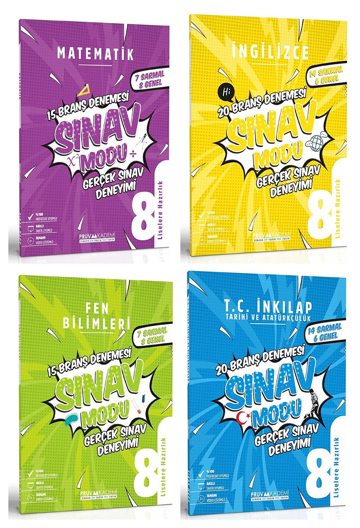 Pruva Akademi 8. Sınıf Matematik İngilizce Fen İnkılap Tarihi Deneme Seti 4 Kitap 2023