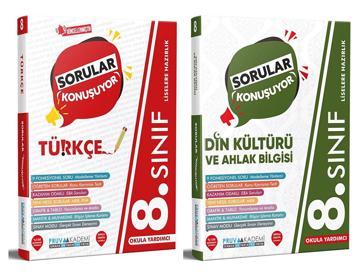 Pruva Akademi 8. Sınıf Türkçe + Din Kültürü Sorular Konuşuyor Seti 2 Kitap 2023