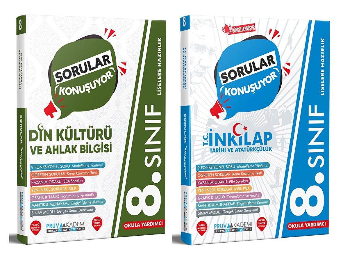 Pruva Akademi 8. Sınıf Din Kültürü + İnkılap Soru Bankası Seti 2 Kitap 2023