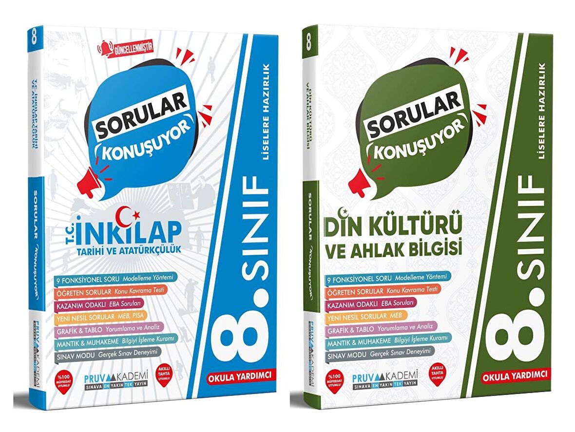 Pruva Akademi 8. Sınıf İnkılap + Din Kültürü Sorular Konuşuyor Seti 2 Kitap 2023