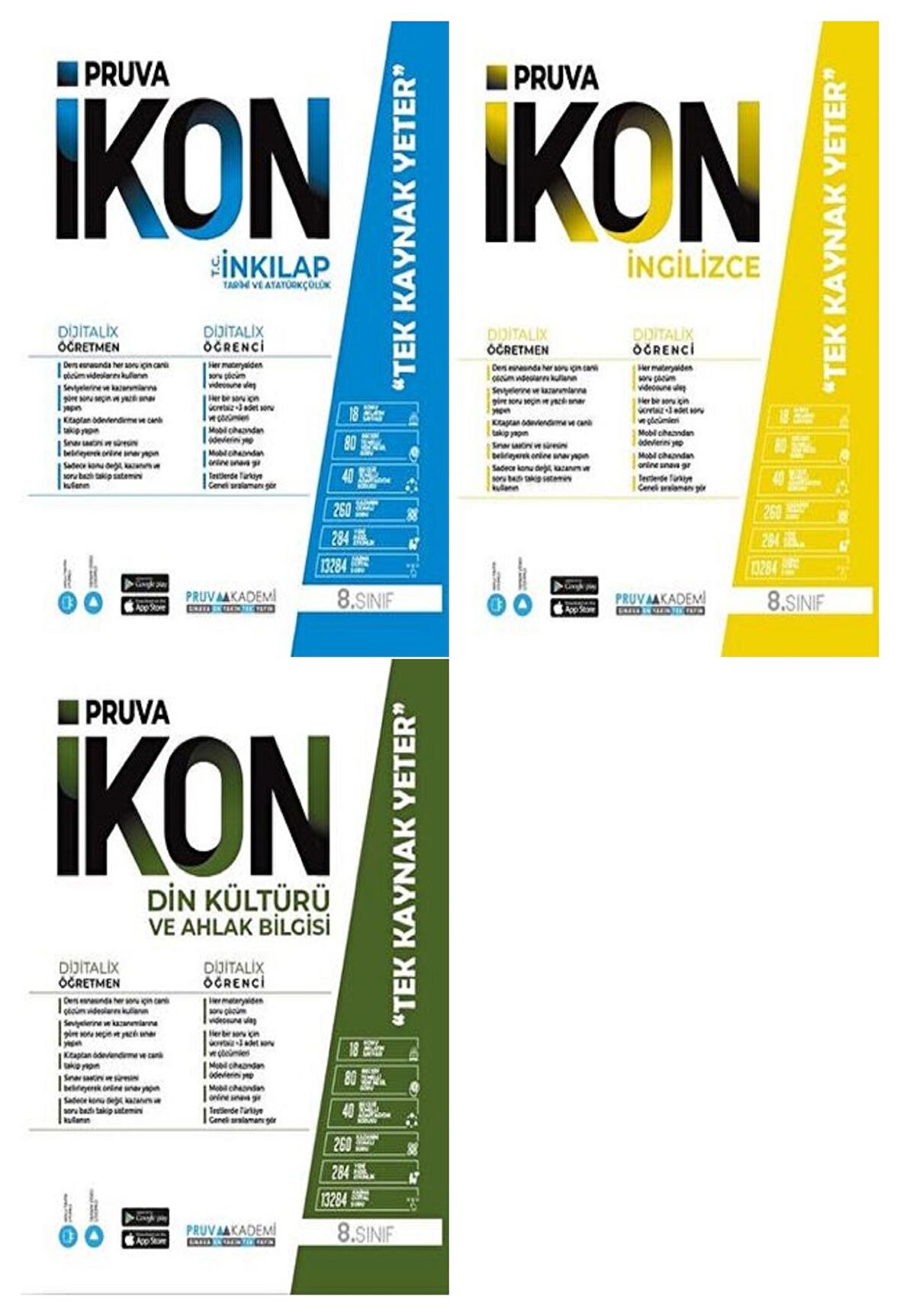 Pruva Akademi 8. Sınıf İnkılap Tarihi + İngilizce + Din Defter Seti 3 Kitap 2023