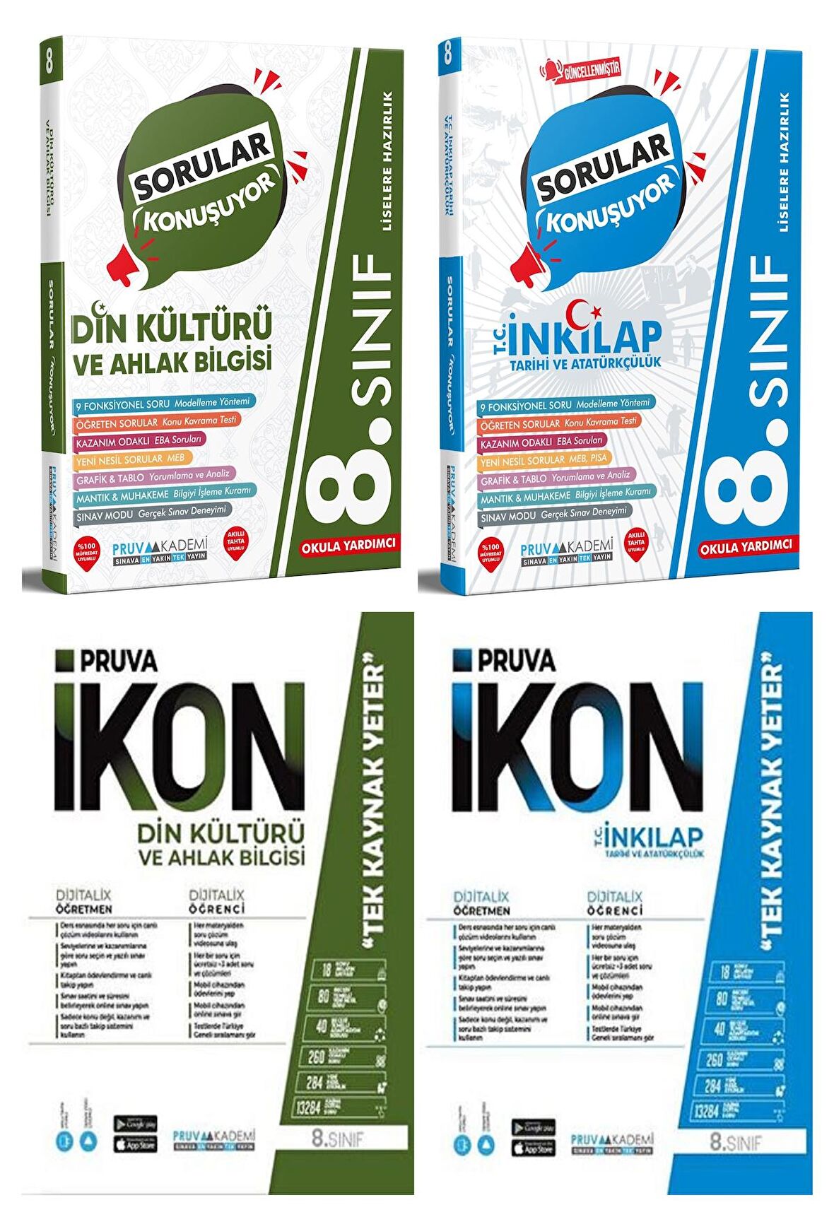Pruva Akademi 8. Sınıf Din Kültürü + İnkılap Defter + Soru Seti 4 Kitap 2023