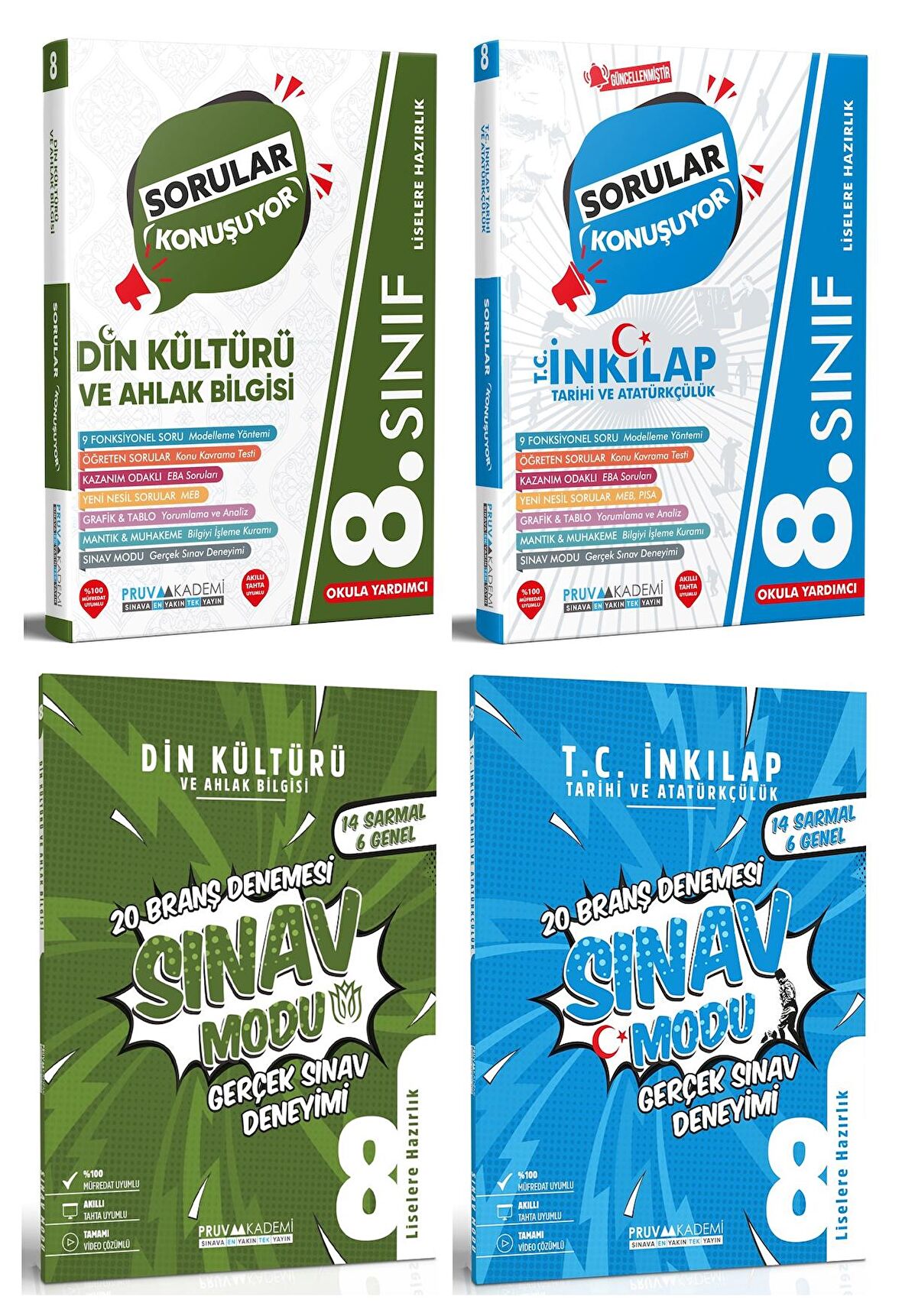 Pruva Akademi 8. Sınıf Din Kültürü + İnkılap Deneme + Soru Seti 4 Kitap 2023