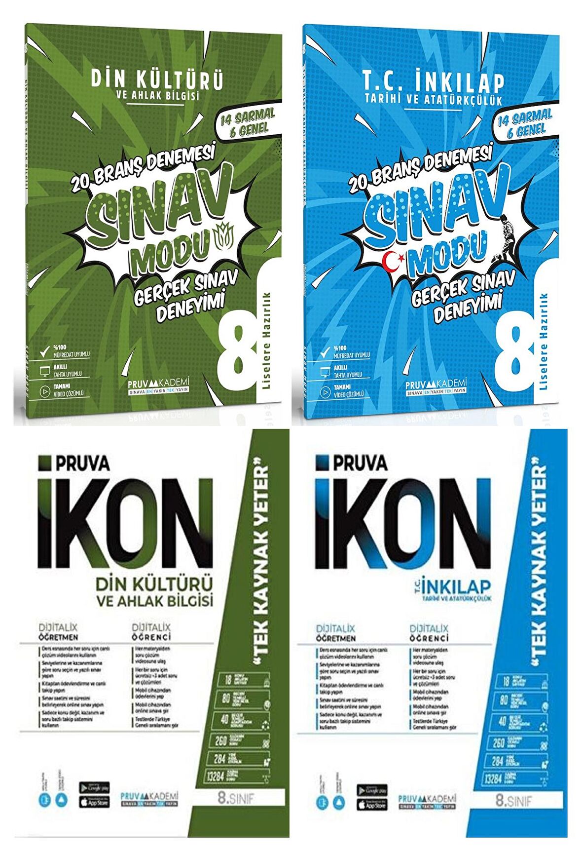 Pruva Akademi 8. Sınıf Din Kültürü + İnkılap Defter + Deneme Seti 4 Kitap 2023