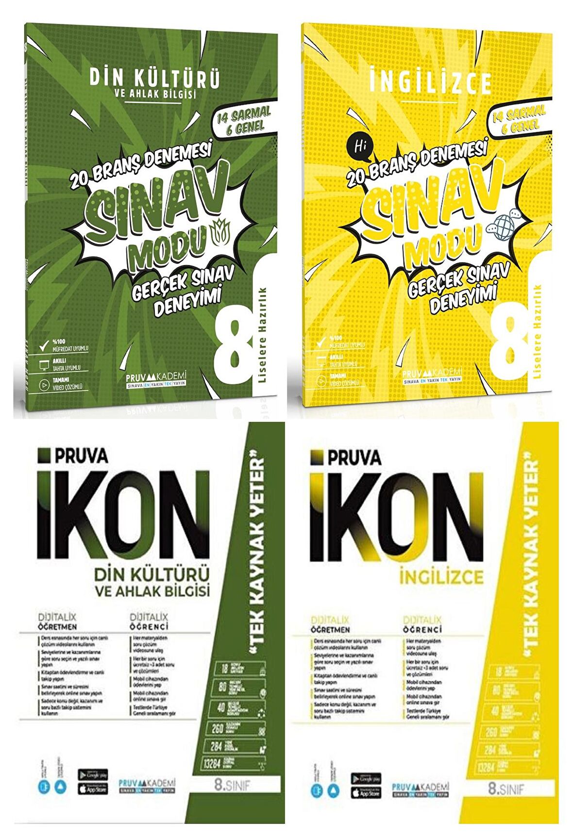 Pruva Akademi 8. Sınıf Din Kültürü + İngilizce Defter + Deneme Seti 4 Kitap 2023