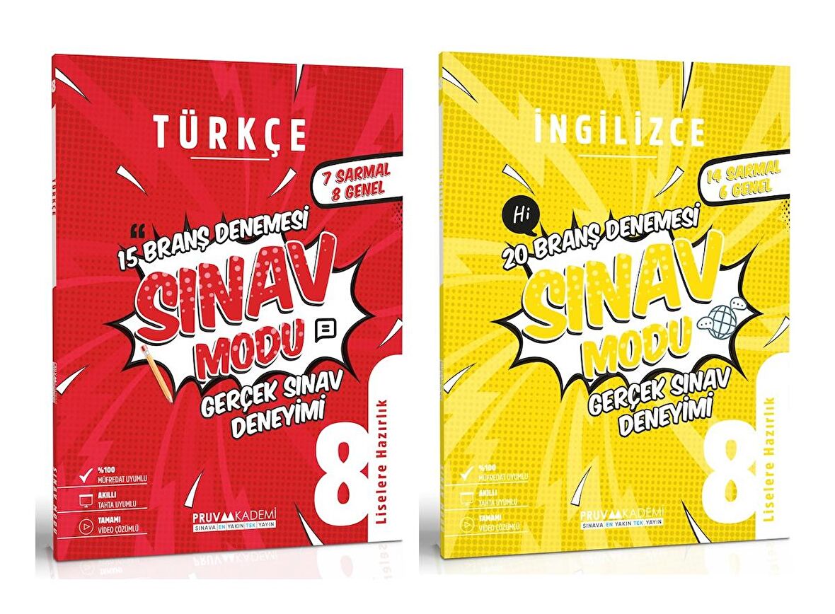 Pruva Akademi 8. Sınıf Türkçe + İngilizce Sınav Modu Deneme Seti 2 Kitap 2023