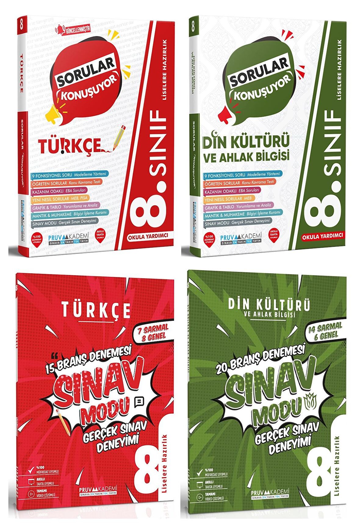 Pruva Akademi 8. Sınıf Türkçe + Din Kültürü Sorular Konuşuyor + Deneme Seti 4 Kitap 2023
